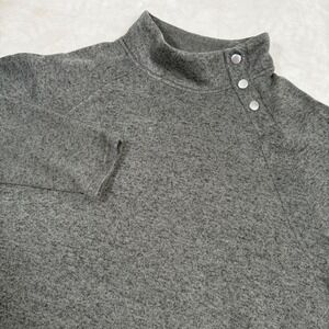 Eddie Bauer Women's Gray Heathered Mock Neck Snap Pullover Top Plus Size 2X